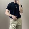 Camiseta de manga curta waffle masculina ins marca de moda high-end 2024 novo verão high-end simples all-match meia manga top