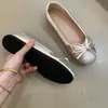 Primer Encuentro con Zapatos de Ballet Estilo Hada Suave Primavera 2026 Francés Elegante Lazo Punta Redonda Boca Baja