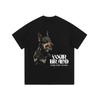 Camiseta de manga corta gruesa con estampado de perro Dubin de American High Street para hombre y mujer, desgastada, holgada, para pareja, de marca de moda