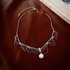 Collar de perlas con borlas de encaje de diamantes de lujo ligero de alta gama, moda francesa, elegante, para banquete, cadena para clavícula