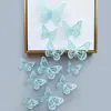 Decoración de mariposa de papel con simulación tridimensional 3D, accesorios de joyería de mariposa hueca tridimensional con textura metálica, pegatinas de pared para el hogar al por mayor