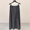 Saia Lápis Jianhe Cinza Fluida Primavera Novo Design Cordão na Cintura Plissada Linha A Longa 59077