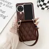 Couro Pequena Corda Portátil Estilo Chanel Adequada para Capa de Celular oppofindn2flip Capa Protetora Dobrável Findn3flip