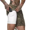 2023 Transfronterizo Doble Capa Camuflaje Verano Hombres Tallas Grandes Cinco Puntos Secado Rápido Transpirable Fitness Deportes Running Comercio Exterior
