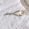 Pasador de Aleación de Gama Alta con Cruz de Perla Estilo Coreano Elegante Temperamento Clip para Coleta en la Parte Trasera de la Cabeza Pinza para Moño Pinza de Garra para el Cabello