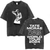 Camiseta de Merchandising de la Gira del Álbum Greedy de Tate Mcrae Unisex Moda Retro Lavada Manga Corta Camiseta Oversize