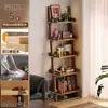 Estantería trapezoidal de madera maciza, estantería de pie, expositor para sala de estar, montado en la pared, estante de almacenamiento simple para el hogar, librería de múltiples niveles