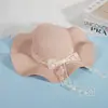 Chapéu de Palha Estilo Francês Ondulado Chapéu de Sol para Mulheres ao Ar Livre no Verão, Alta Qualidade Aba Larga Laço de Renda Proteção Solar Chapéu de Sol