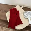 Luvas de Lã Cor Pura Macias e Cerosas para Mulheres no Inverno, Luvas de Tricô Quentes de Cinco Dedos com Tela Sensível ao Toque para Mulheres, Modernas e Versáteis