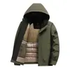 Dropshipping disponível: Casaco de inverno masculino à prova de vento e quente de algodão com capuz removível, adequado para pais de meia-idade e idosos, modelo A069