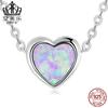 Evelle Original Europeo y Americano Plata Esterlina s925 Ópalo Amor Collar Color Corazón Simple Exquisito Collar con Colgante