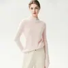 Suéter de cashmere 100% macio e suave, sem costura, para mulheres, gola alta, malha de caimento justo para usar por baixo, suéter de base