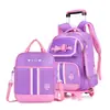 Nueva Mochila con Ruedas Estilo Británico para Estudiantes de Primaria Niñas Grado 2-6 Gran Capacidad Puede Subir Escaleras Mochila con Ruedas para Niños