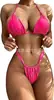 Bikini Triangular Push-Up de Dos Piezas de Color Sólido para Mujer Estilo Europeo y Americano Moda Sexy