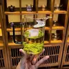 Bule de Vidro Resistente ao Calor com Filtro em Forma de Crescente, Bule Espessado para Chá Verde com Infusor de Chá Integrado, Dispensador de Chá de Grande Capacidade, Bule para Preparo de Chá