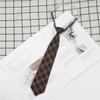 Gravata Marrom para Mulheres Estilo Colegial Japonês Jk Camisa Sem Gravata Gravata Dk para Homens Retrô Curta Preguiçosa Xadrez Gravatinha