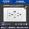 Panel de interruptores Tipo-C Estándar de EE. UU. con Salida de Alimentación de Pared USB, Panel Blanco Estilo Americano, Enchufe de 20W para Uso Doméstico