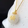 Nafoge Joyería de Plata al por Mayor Colgante de Plata con Incrustaciones de Jade Blanco Natural Hotan Flor de Loto Dorada Buda Colgante de Plata de Ley 925
