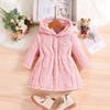 Tiktokshop Venta al por mayor transfronteriza Ropa de invierno para niñas, Cárdigan de franela con oso, Chaqueta con capucha, Informal, Versátil y cálida