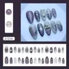 Pontas de Unha Destacáveis Brilho Intergaláctico Roxo Tridimensional Laço Doce Explosão Estelar Pérola Estilo Europeu e Americano Elegante 30 Peças