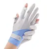 Guantes de Protección Solar para Mujer, Anti-UV, Sin Dedos para Conductores, Estilo Delgado de Seda de Hielo para Verano, para Ciclismo, Vehículos Eléctricos
