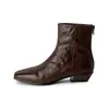 Botines cortos de estilo británico, modernos y elegantes, de 3 cm, nuevo modelo otoño e invierno 2026, puntera cuadrada, tacón grueso, cremallera trasera, botines tipo Martin para mujer