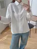 Colección Otoño 2026: Camisa de algodón para mujer, estilo caricatura japonesa bordada, corte holgado, manga larga, al por mayor