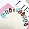 10 Piezas de Diseños de Uñas de Dibujos Animados Hechos a Mano, Uñas Portátiles de Garra de Gato Lindas, Uñas Portátiles de Ojo de Gato Incrustadas con Diamantes a Cuadros