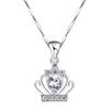 Collar de cadena clavicular de plata esterlina S999 colgante corona plata collar de diamantes cumpleaños de princesa novia mayoreo