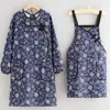 Nuevos Monos de Lona Estilo Chino Delantal Retro Cocina Hogar Manga Larga Unisex Ropa de Trabajo para Catering Transpirable Resistente al Desgaste