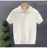2026 Verão Masculino Novo Estilo Malha Lyocell Gola Tesoura Manga Curta Camisa de Malha Gelo Fresco Slim Fit Anti-Amassar Camiseta Nova