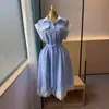 Moda Femenina Transfronteriza Europea y Americana Verano 2026 Nuevo Elegante Vestido Camisa Rayado con Cuello Solapa y Adorno de Encaje Ceñido a la Cintura
