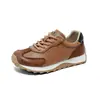 Couro Genuíno Primeira Camada Couro Bovino Sapatos de Treino Alemães Femininos Retro Casuais Sapatos Únicos Sola Grossa Cadarço Sola Macia Confortáveis Versáteis Sapatos Esportivos