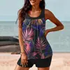 Novo Tankini Dividido Roupa de Banho Europeia e Americana Transfronteiriça Feminina Estampada Shorts Conjunto de Duas Peças Amazon Aliexpress