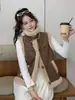 Colete de Camurça com Gola de Lã de Cordeiro Estilo Coreano Feminino Outono Inverno Pele Sintética Integrada Quente Moda Casual Roupa Externa