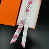Cinta para el cabello de doble capa con estampado de letra C de longitud extendida, bufanda envolvente versátil, bufanda larga decorativa de seda para mujer