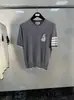 Alta qualidade Marketing Direto Da Fábrica TB Início Da Primavera Nova Frente E Traseira Vela Jacquard Malha Em Torno Do Pescoço Manga Curta Quatro Barras para Homens e Mulheres