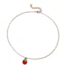 Nuevo Collar de Doble Fresa con Frutas Estilo Ins para Mujer Accesible Transfronterizo Lujo Nicho Diseño Cadena para Clavícula Elegante Joyería para Niños