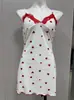 2026 Nuevo Estilo Estampado de Corazones Ajustado Camisón con Tirantes Pijamas para Mujer Nuevo Encaje Cuello en V Ropa para el Hogar 5053