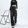 Diseño Gris Negro Sentido Estrecho Pierna Ancha Jeans Mujer Otoño Cintura Alta Sueltos Rectos Verticales Ajustados Pantalones