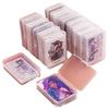 Caja de almacenamiento de tarjetas transparente con tapa abatible, caja para juego de cartas con pegatinas, caja pequeña con película para tarjetas, caja pequeña a prueba de polvo para tarjetas