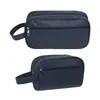 Bolso de Mano Multifuncional Negro, Tamaños Grande y Pequeño, Neceser, Bolso Cosmético para Hombre de PU con Patrón de Lichi, Bolsa de Viaje Impermeable