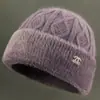 Chapéu de inverno para mulheres idosas, chapéu de lã tricotado com forro de fleece, espessado para aquecimento, proteção contra o frio e proteção para as orelhas, adequado para mães