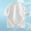Camisa Casual de Verano para Hombre de Manga Corta, Color Sólido Liso, Personalizable, Peso Pesado, Tendencia, Holgada, Talla Grande, Manga Tres Cuartos, Versión Europea y Americana Transfronteriza