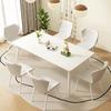 Mesa de Comedor Minimalista Blanca Pura con Tablero de Roca Hogar Comedor para Apartamento Pequeño Mesa Sencilla Nórdica Rectangular Combinación de Mesa y Sillas