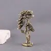 Ornamento de pinheiro de boas-vindas em latão, escultura em cobre maciço, árvore simulada, animal de estimação de chá vintage desgastado, peça de mão, peça de cobre antiga