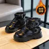 Botas Martin Femininas Outono Inverno Botas Empilhadas Amassadas Retrô Botas Curtas Estilosas Infantis Bebê Menina Sapatos de Algodão de Duas Camadas