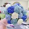 Paquete de Material de Tejido Rosa Tailandés Ramo Tejido Terminado Hecho a Mano Decoración de Flores Ramo para el Día de la Diosa Regalo