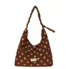 Bolsa de mano tipo tote versátil de estilo casual coreano con lunares, otoño 2026, bolsa de hombro de gran capacidad, elegante para el trabajo y bolsa de tela artística