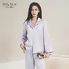Pijama de Seda Pesado de 19 Momme para Mujer, Comercio Exterior Transfronterizo, Manga Larga Pantalón Largo, 100% Seda de Morera, Conjunto de Ropa de Casa para Primavera y Otoño